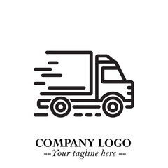 Black and White Transport Logo Illustration in Minimalist Modern Vector Design for Mobility and Travel
