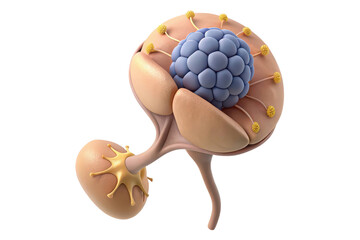 3d medical illustration of a kidney with tumor isolated on transparent background
