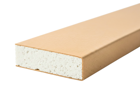 Cross-section of a building insulation panel with foam core on a transparent background - Powered by Adobe