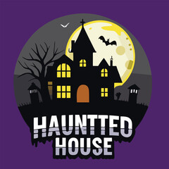 design logo icon vector illustration  halloween haunted house