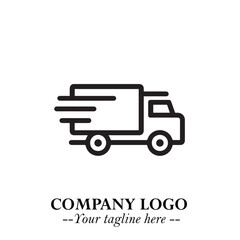 Black and White Transport Logo Illustration in Minimalist Modern Vector Design for Mobility and Travel