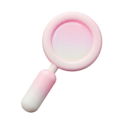 A stylized, pink magnifying glass rendered with a gradient effect, Isolated on a Transparent Background, PNG, Cutout