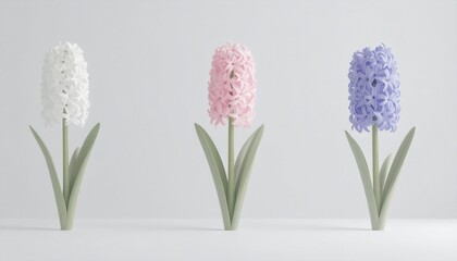 Obraz premium 白い背景とシンプルな3dのヒヤシンスの花