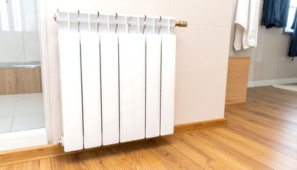 Radiator on wood floor