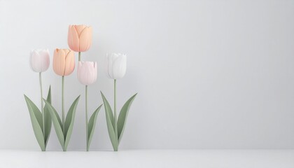 3dのチューリップがあるシンプルな背景素材