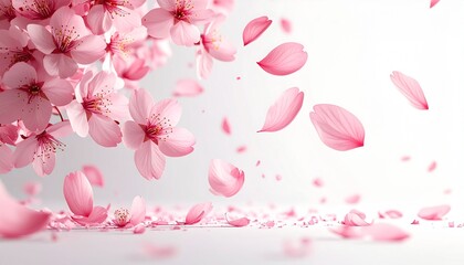ピンク色の桜の花びらが舞っている