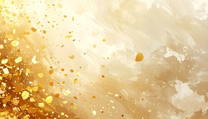 金色の紙吹雪が舞うお祝いの背景