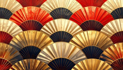 日本の扇子が並んだ和の背景