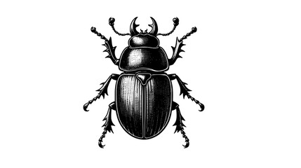 Detailed illustration of a black beetle on a white background