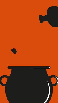 Cauldron witch halloween orange black frog spider potion 