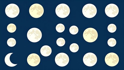 Pattern of Full and Crescent Moons on Blue Sky