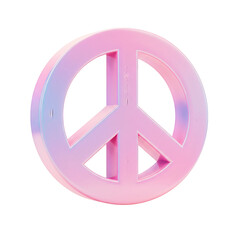 Peace symbol in pink and blue gradient, Isolated on a Transparent Background, PNG, Cutout