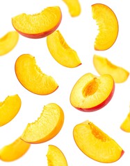 Peach slices falling