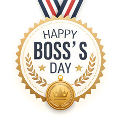 Naklejka premium Happy Boss’s Day Ribbon Medal Design
