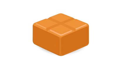 Isometric depiction of a square, butterscotch candy