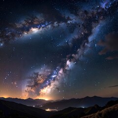 Naklejka premium Night sky over mountains