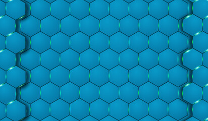Naklejka premium Glowing hexagonal background, 3d rendering. Computer digital drawing.