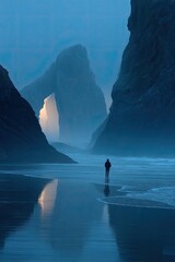 Tranquil coastal scene at dawn