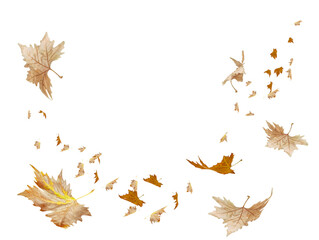 autumn background from falling leaves - 3d rendering