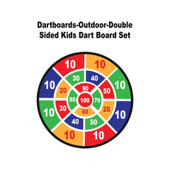 Dartboards-Outdoor-Double Sided Kids Dart Board Set illustration on whtie background