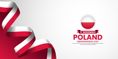 Poland independence day banner background 11 November design element with waving ribbon flag