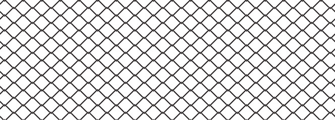 Fototapeta premium Vector black mesh, wire mesh pattern, isolated on transparent background. Vector for prison area, security fence, cage.