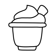 Ice Cream Cup Outline Doodle Illustration
