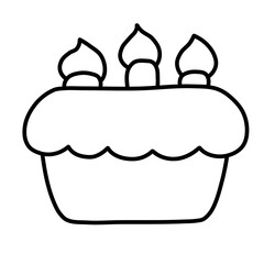 Birthday Cake with Three Candles Outline