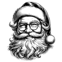 Cute Hand drawn Santa Claus portrait, vector sketch isolated on white background, SVG vector	