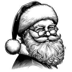 Cute Hand drawn Santa Claus portrait, vector sketch isolated on white background, SVG vector	