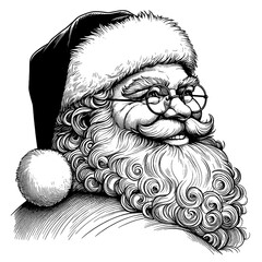 Cute Hand drawn Santa Claus portrait, vector sketch isolated on white background, SVG vector	