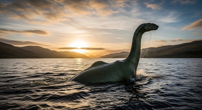 Loch Ness Monster in Scottish Highlands.