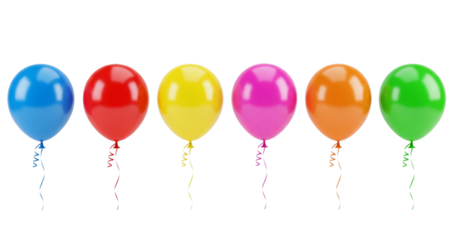 Set of colorful balloons isolated on white or transparent background
