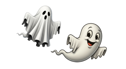 Vintage Halloween Ghost Collection isolated on transparent background