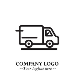 Black and White Transport Logo Illustration in Minimalist Modern Vector Design for Mobility and Travel