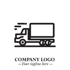 Black and White Transport Logo Illustration in Minimalist Modern Vector Design for Mobility and Travel