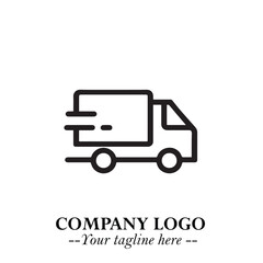 Black and White Transport Logo Illustration in Minimalist Modern Vector Design for Mobility and Travel