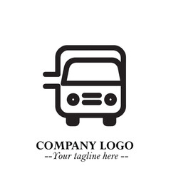Black and White Transport Logo Illustration in Minimalist Modern Vector Design for Mobility and Travel