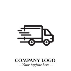 Black and White Transport Logo Illustration in Minimalist Modern Vector Design for Mobility and Travel
