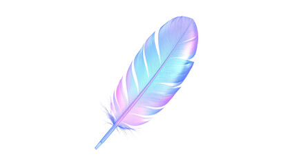 Single iridescent feather with a magical pastel holographic gradient.