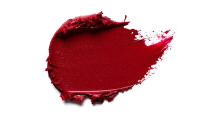 Rich, dark red lipstick swatch with creamy texture