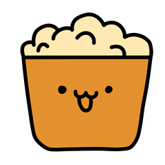 Cute Kawaii Popcorn Bucket Colorful PNG Illustration