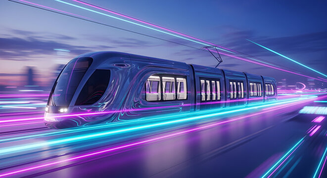 Experience the thrill of futuristic travel with this stunning high-speed train, ideal for modern transportation concepts and innovative urban planning visuals - Powered by Adobe