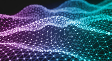 Abstract Digital Wave Pattern with Geometric Lines and Colorful Gradients