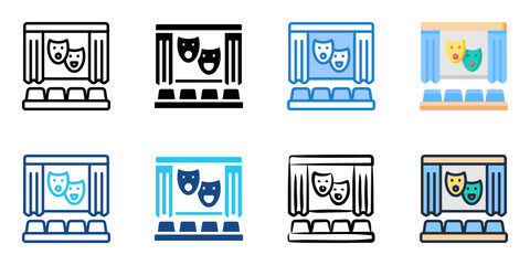 Community theater icon set multiple style collection 

