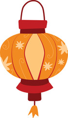 Traditional Chinese Lantern Orange Red Festive Asian Celebration Decor Star Pattern