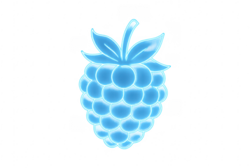 Blue neon glowing raspberry berry fruit design