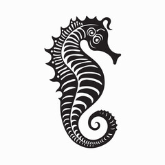 Detailed Sea Horses Vector Art in Monochrome Style for Marine Design