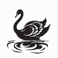 Elegant Swan Gracefully Swimming on Calm Peaceful Lake Vector Art