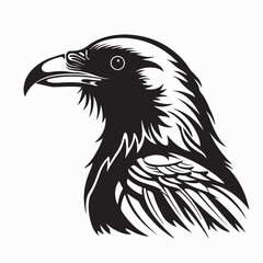 Elegant Raven Bird Vector Graphic Showing Side Profile and Detail
